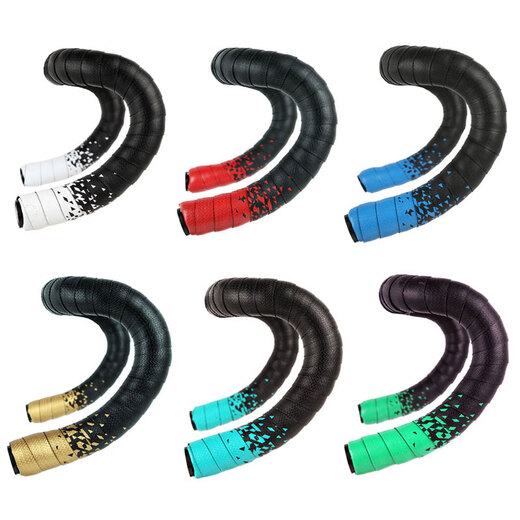 Road handlebar with bent handlebar strap bicycle handle non-slip silicone strap gradient color dead speed bike strap parts black and red gradient