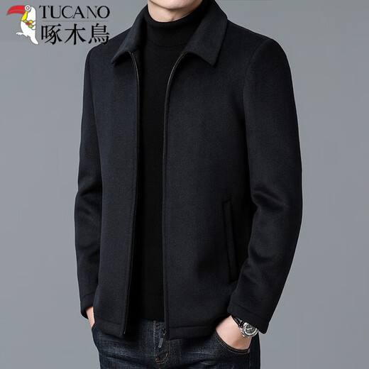 Specht Big Markenqualität Wollmantel Herrener Herbst und Winter verdickte Revers im mittleren Alter im mittleren Alter, der Wolljacke grau 175/l