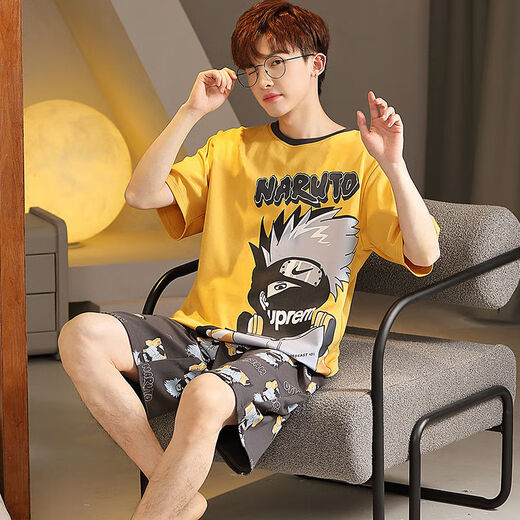 Langsha (Langsha) College-Student Pyjamas Sommer-Männer kurzärmelig reines Baumwoll-Dünne koreanischer Jugend-Sommer-Männer-Kleidung Highschool-Schüler Schlafstillstand q Kurzärmelige Männer 1396 Neue weiße L-Standard