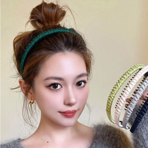 Women's short hair band with toothed hairband pressing hair card for washing face with elderly old lady hair clip black