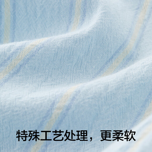 蕉内棉棉5系纯棉睡裤男女士夏款100%精梳棉条纹居家短裤情侣【活动】 【女士】空蓝条纹 M
