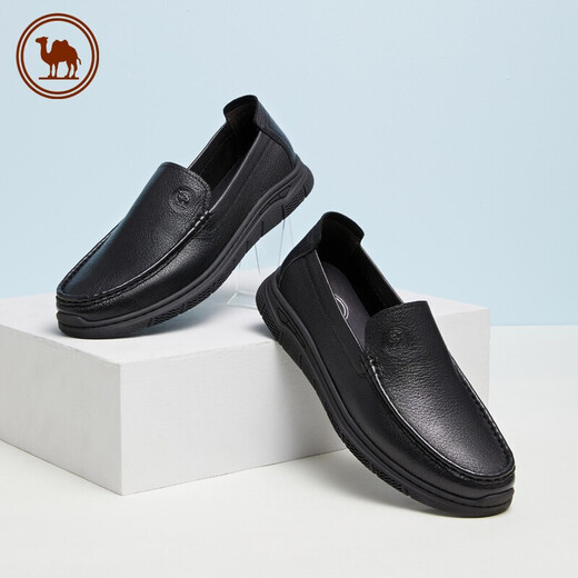 Camel Versatile British Leather Shoes Men's Business Casual Shoes Soft Leather Soft Sole Shoes PMS2210008 Black 42