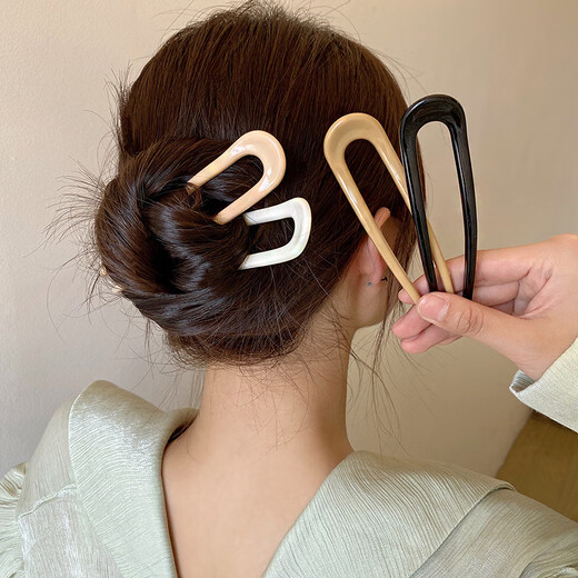 Jiuweiya new Chinese style U-shaped hairpin for women, national style simple hairpin, high-end design hairpin, hairpin, JYFZ01 khaki color