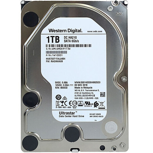 西部数据（WD） 企业级硬盘 Ultrastar 3.5英寸 7200转 SATA3接口 NAS服务器企业硬盘 CMR视频监控硬盘机械硬盘 1TB /HUS722T1TALA604