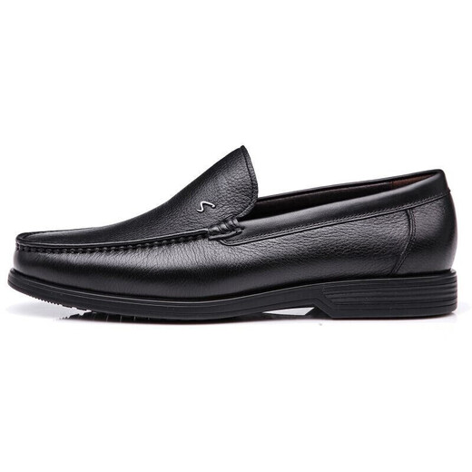 SATCHI men's shoes new high-end soft deerskin leather shoes comfortable slip-on business casual shoes dad shoes black 39 one size larger than the national size