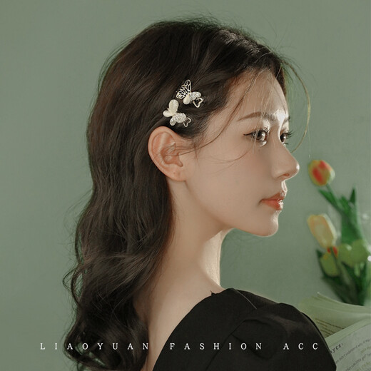 BARY REEF Heart-beating Exquisite Butterfly Hair Clip Women's Side Fairy Clip Small Bangs Clip Headwear Feeling Compact Hair Clip Fairy 2 Pack