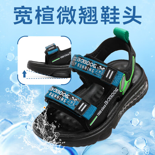 Babu Dou Children's Shoes Boys Sandals Summer Little Boys Boys' Children's Shoes 105542037 Black/Lake Bottom Green 28