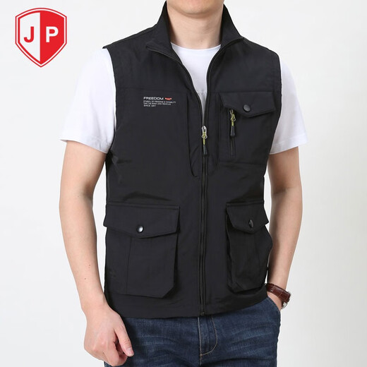 JP男士马甲休闲户外多口袋背心马夹8897 卡其色 L(125斤-140斤)
