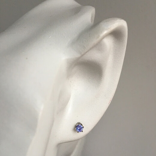 Guanpu Pavilion Fat Donglai's same style tanzanite earrings 3mm mini natural silver earrings are fashionable and versatile as a gift for your girlfriend, purple single