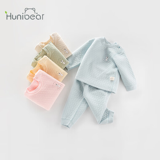 Happy Bear 6 months to 3 years old baby pure cotton thermal underwear set winter three-layer warm thin cotton baby autumn and winter clothes