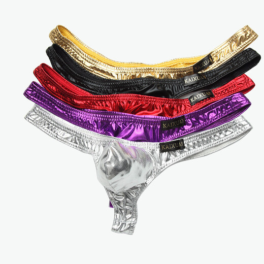 Pleasing men's underwear low-waisted sexy U-convex sexy imitation leather men's underwear low-waisted T-pants men's thong gold L