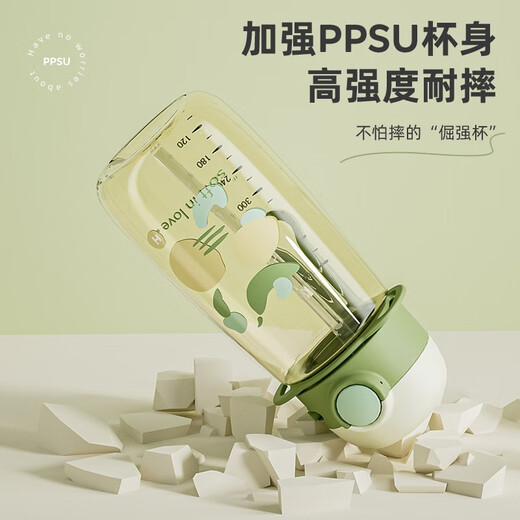 NRMEi ppsu water cup for adults with straw cup scale, pregnant women lying down to drink, children, students and girls, summer high temperature resistant kettle, mustard green, straw type PPSU + strap 550ml