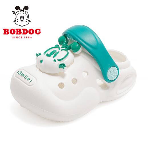 Babu Dou children's shoes, boys' slippers, summer new soft-soled baby beach shoes, children's hole shoes for women, milky white 21.5 (140) suitable for feet 13.0cm long