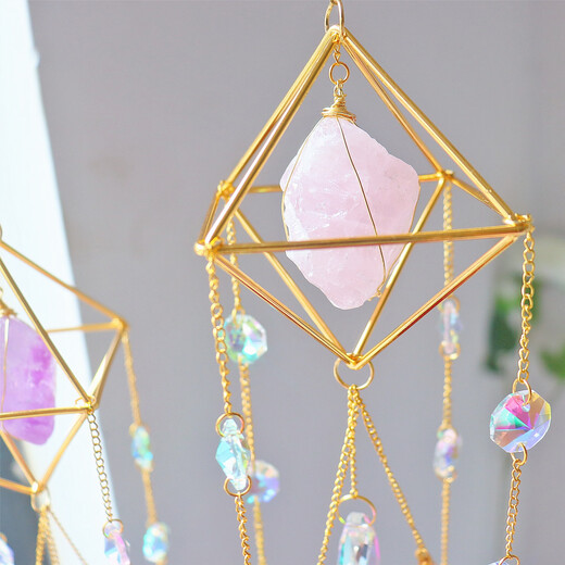 Sonnenlichtfänger Kristall Wind Chime Licht und Schattenkristall roher Stein Wind CHIME Pendell Sonneneinstrahlung Fänger 3937 Amethyst