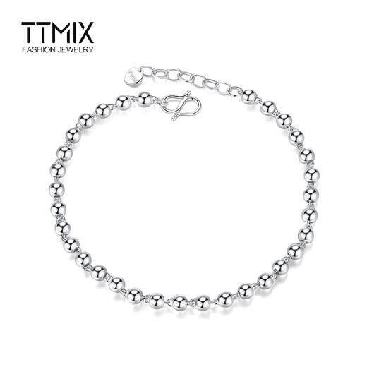 TTMIX Platinum Ball Bead Bracelet PT950 Platinum Transfer Beads Women's Hand Jewelry Real Gold Buddha Beads Bracelet 4.9-5.1g 16+3cm Thick 3.0mm