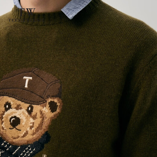 Teenie Weenie Männer tragen Männer einfache runde Nackenpullover Herbst und Winter lässig warm warm Pullover Pullover Military Green M 170