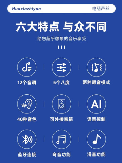 十里清波华夏之韵电葫芦丝乐器国产电子葫芦丝吹管电子笛电萨初学者定制款 红木色标配