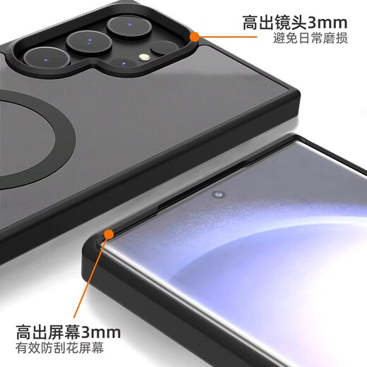 True Guard [Skin Sensory Magnetic Attraction] Applicable à Apple Samsung S24 Ultra Mobile Case S24 Ultra Protective Case Magsafe Magnetic Attraction Anti-Fall Skin Matte-Transparent Shell Friendly Friendly