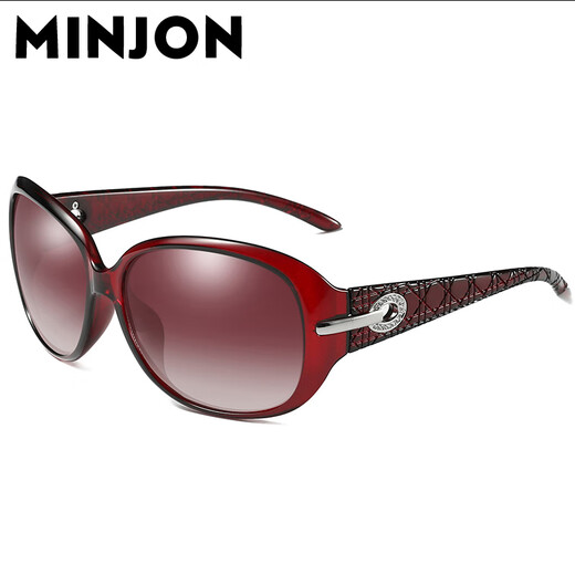 Mingjiang Polarized Sunglasses Женщины 2025 г. Новый корейский стиль бокалы модные бокалы круглое лицо УФ -солнцезащитные очки вино красные