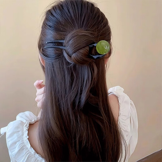 Tongrubi simple u-shaped hairpin hair accessories for women 2025 new high-end hairpin high-end new Chinese style white bead U-shaped hairpin - about 12.5cm