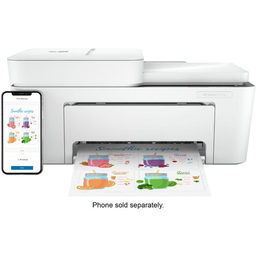 HP 4155e color inkjet printing and copying scan machine home student homework office wireless wifi printer 4152e document feeder continuous copy HP 4100 series bare metal large capacity ink cartridge black color set