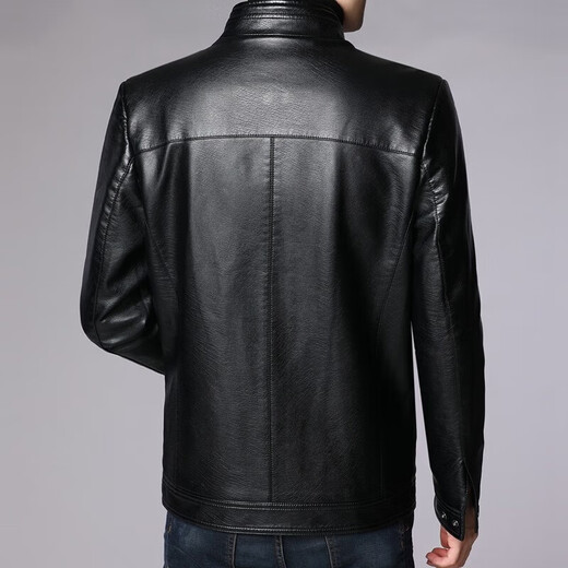 Yunting Leather Jacket Men's Jacket Autumn and Winter Lapel Solid Color Thickened Velvet Leather Jacket Young and Middle-aged Men's Casual Top P59299 Black Velvet M Recommended 100-110 Jin Jin equals 0.5 kg