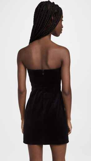 THEORY Women's Velvet Strapless Mini Dress Fashionable and Sexy Party Style Black 6