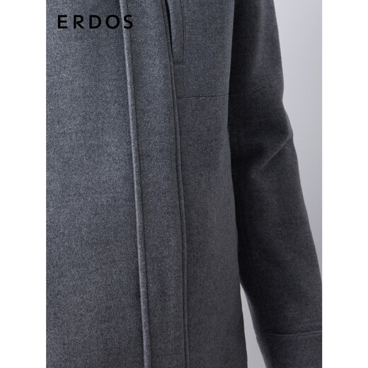 ERDOS 商务休闲纯色派克服通勤风连帽外套加厚保暖男毛呢大衣 清水灰 M 170/92A