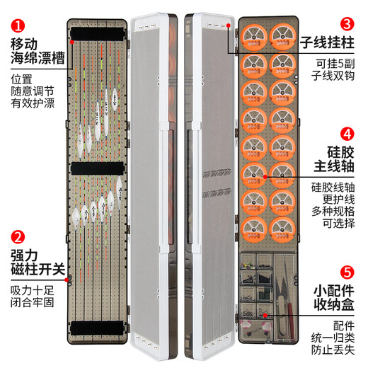 The source of fishing three-layer multi-functional float box line box main line box accessories box fishing float box 55cm fishing gear supplies 55cm floating point three-layer (silica gel 16 axis)