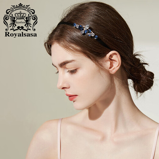 Royal sasa royal salsa headband Korean headwear female elegant rhinestone hair headband adult celebrity hair accessories headband hairpin blue gray BG