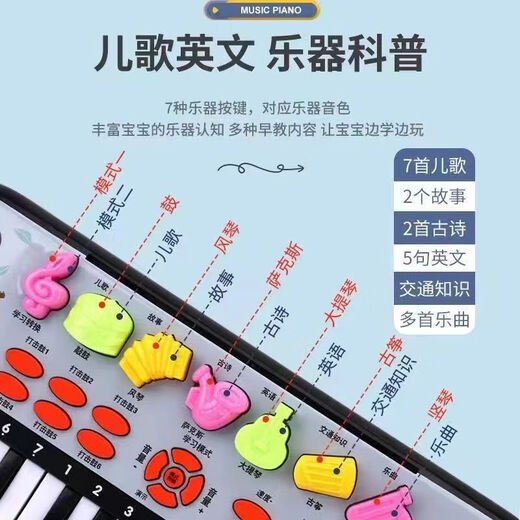 Elektronisches Klavier für Kinder 1-3-6 Jahre kann Musikinstrumente im frühen Bildungsklavier 24-Typ-Musikspielzeug (Blue] Electronic Piano (wiederaufladbare Batterie) spielen