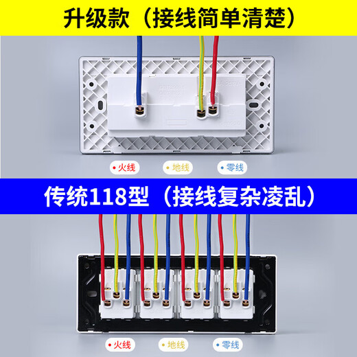 International electrician switch socket panel 118 type concealed conjoined two-position five-hole 10-hole socket panel ten-hole socket-fashion white