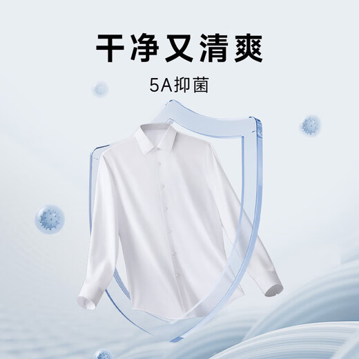 Goldlion 5A antibacterial/anti-wrinkle/modal spring and summer formal long-sleeved shirt men's solid color easy-care white shirt