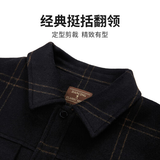 与狼共舞【羽绒内胆】秋冬防风保暖羊毛工装外套男士夹克 001黑色 180 