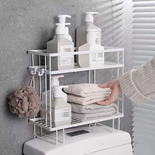 LeCali toilet rack above the toilet bathroom bathroom rack water tank rack without punching toilet paper towel storage rack double-layer white toilet rack