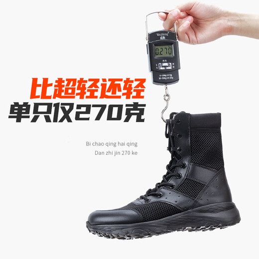 目击者网眼作战靴夏季透气超轻作训靴子男拉链户外战术靴保安战鞋陆战靴 网眼款 黑色 41