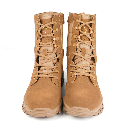 New brown combat boots men's ultra-light high-top side zipper combat boots breathable non-slip brown combat boots waterproof New combat boots microfiber model 41