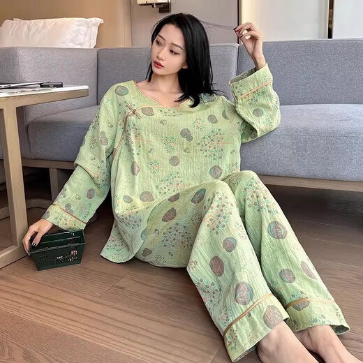 
Jiuhongfei Fat mm pajamas for women in spring and autumn large size pure cotton retro Chinese style floral cotton yarn home clothes plus fat plus 200 Jin [Jin equals 0.5 kg] YZ16802 4XL (130-180 Jin [Jin equals 0.5 kg])
