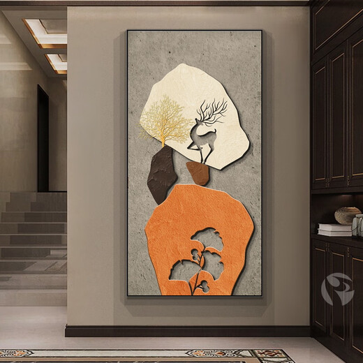 Mopai entrance decorative painting, vertical version, modern simple corridor background wall painting, entry light luxury hanging painting without punching, backed by Jinshan 80*160cm crystal porcelain + aluminum alloy frame