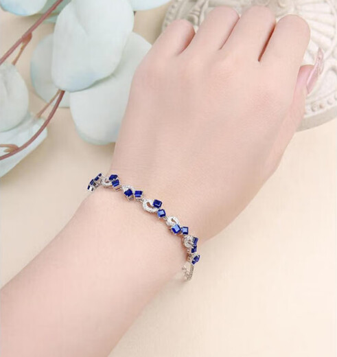 COASZE jewelry sapphire bracelet for women, 18K gold inlaid diamond bracelet, Chinese Valentine's Day gift for girlfriend, blue sapphire bracelet - ready stock