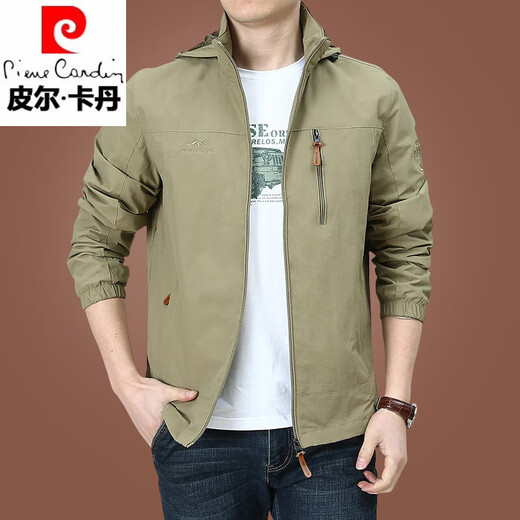 Pierre cardin outdoor men's jacket autumn and winter 2024 new middle-aged men's autumn tops plus velvet jacket men's spring and autumn thick black 9898 plus. velvet style L