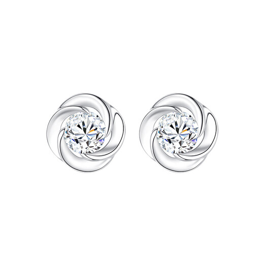 Jingzi PT950 platinum earrings, lucky four-leaf clover fashion earrings, heart of the ocean jewelry, Valentine's Day gift for girlfriend, AU750 premium model-topaz
