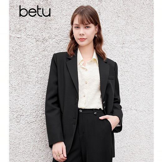 Betu women's spring new suit temperament small suit jacket college style commuter suit 2401T37 black L