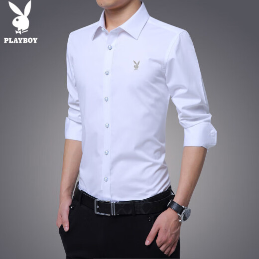 Playboy (PLAYBOY) shirt men's long-sleeved 2023 autumn trendy shirt men's jacket business casual tops gentleman men's clothing