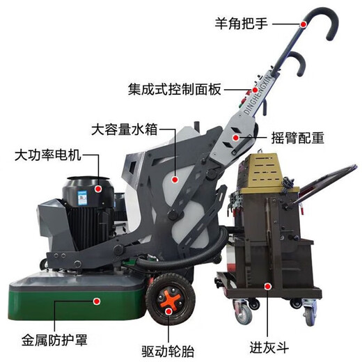 
New Warrior Floor Grinder Cement Sand Maker Concrete Renovation Curing Polishing Paint Removal Epoxy Dust-free Grinder Large 728 Driver Frequency Converter Self-Performance Model 15KW