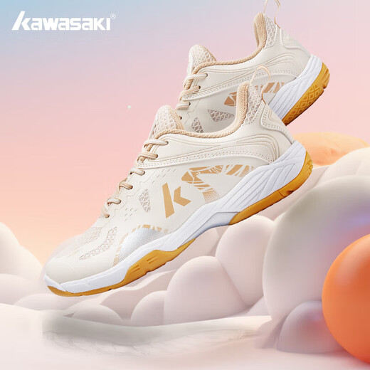 
KAWASAKI Kawasaki Badminton Shoes New Products Men's and Women's Badminton Shoes Anti-Slip Anti-Torsion Sports Running Tennis Shoes Ice Cream Color Ice Cream-Vanilla Yellow 40