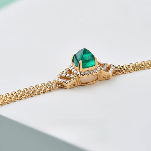 Haikai Bracelet Ladies Grandma 1 Green Gemstone Jewelry 18 Gold Luxury Jewelry Chinese Valentine's Day Birthday Gift 18 Gold Elegant Gold Emerald Bracelet