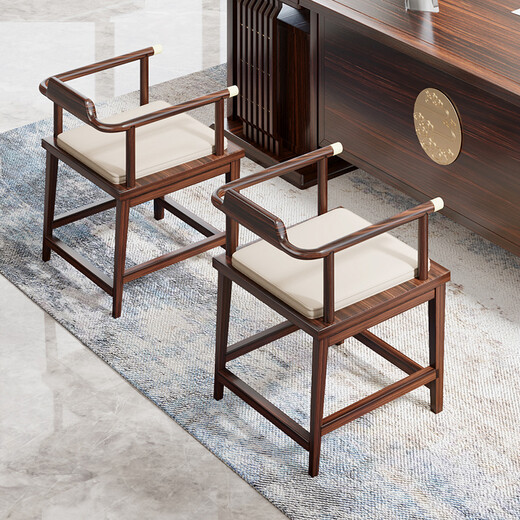 Xuanshiju New Chinese Style Black Gold Solid Wood Boss Desk Desk Combination Executive Desk Supervisor Manager Desk Office Furniture Color Swatch Sample and Deposit Black Gold Wood