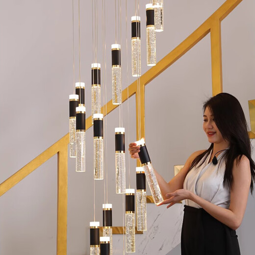 Yunsu lamp 23 new light luxury duplex building large chandelier crystal rotating loft apartment villa rotating high staircase long chandelier 26 heads - diameter 60 * height 250cm - infinite dimming support Tianmiao Elf