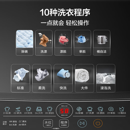 TCL 8公斤抗菌波轮洗衣机小型V2 除螨洗 宿舍租房 全自动家用 家电国家补贴 以旧换新 送装一体B80V2